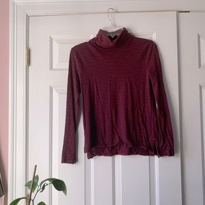 Madewell Whisper Cotton Turtleneck in red/navy stripe